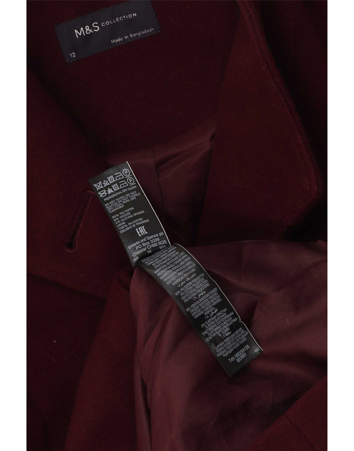 Marks & Spencer Womens Overcoat UK 12 Medium Burgundy Polyester