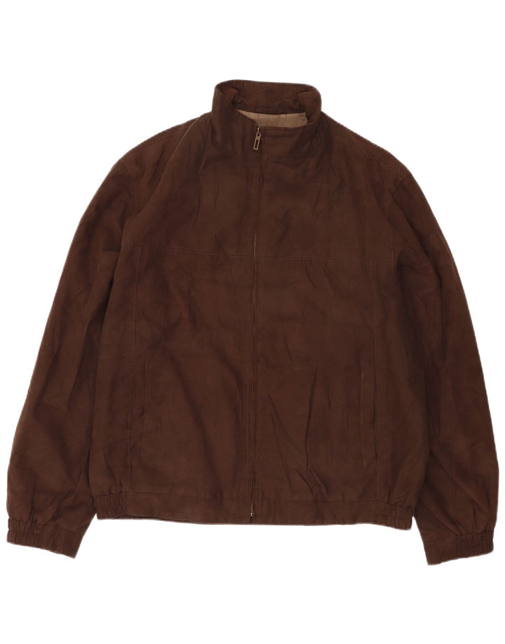 Marks & Spencer Mens Bomber Jacket UK 40 Large Brown Polyester
