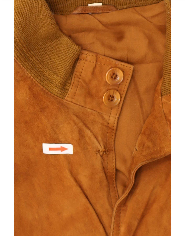 Vintage Mens Suede Bomber Jacket IT 48 Medium Beige Leather