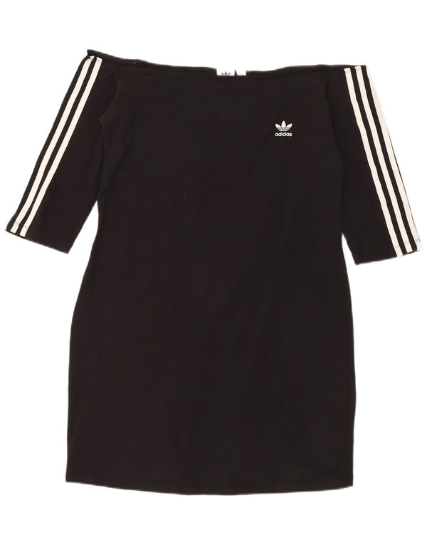 Adidas Womens 3/4 Sleeve Off Shoulder Dress UK 18 XL Black Cotton Sports
