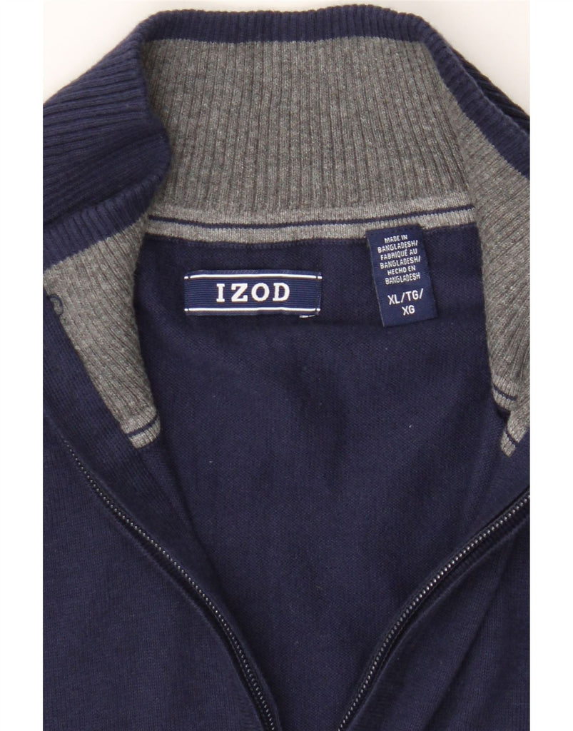 IZOD Mens Zip Neck Jumper Sweater XL Navy Blue Cotton Vintage Izod and Second-Hand Izod from Messina Hembry 