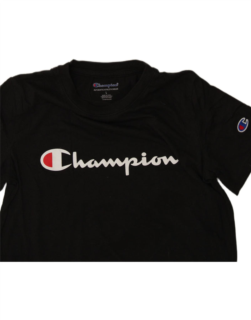 CHAMPION Boys Graphic T-Shirt Top 11-12 Years Large Black Cotton Vintage Champion and Second-Hand Champion from Messina Hembry 