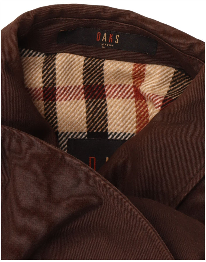 DAKS Mens Overcoat IT 50 Large Brown Cotton