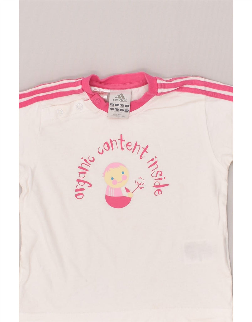 ADIDAS Baby Girls Graphic T-Shirt Top 12-18 Months White Cotton | Vintage Adidas | Thrift | Second-Hand Adidas | Used Clothing | Messina Hembry 