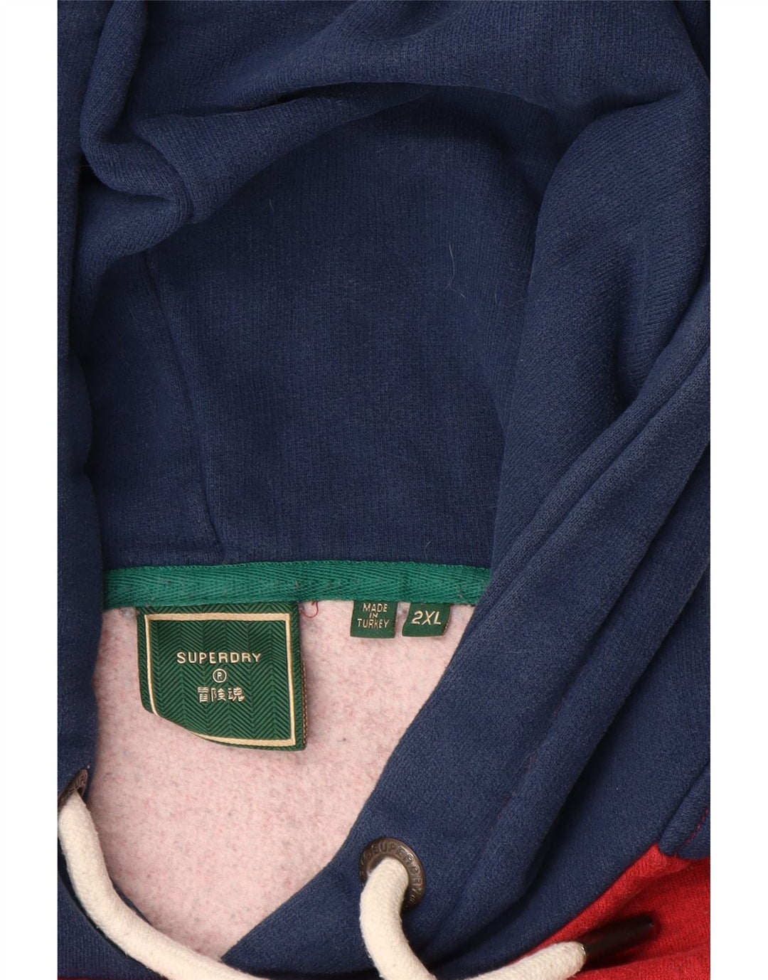 SUPERDRY Mens Graphic Hoodie Jumper 2XL Red Colourblock Cotton