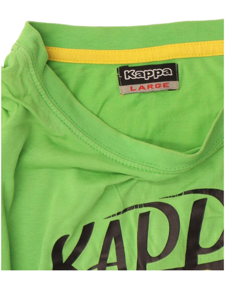 KAPPA Mens Graphic T-Shirt Top Large Green Cotton