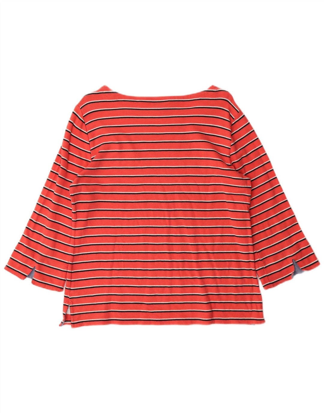 NAUTICA Womens Top 3/4 Sleeve UK 12 Medium Red Striped Cotton