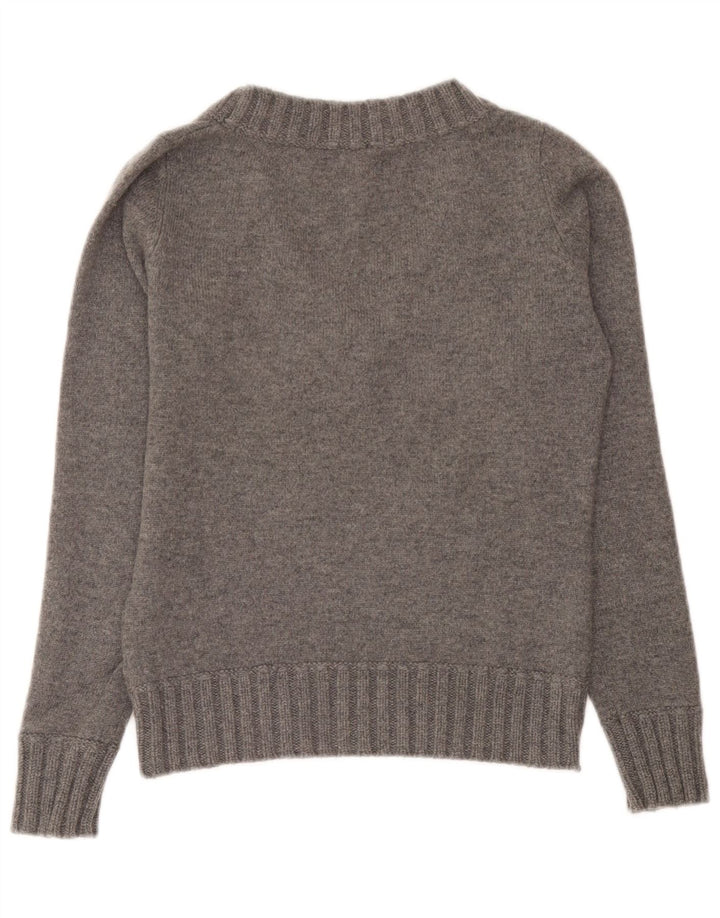 Woolrich Womens V-Neck Jumper Sweater UK 12 Medium Grey Wool