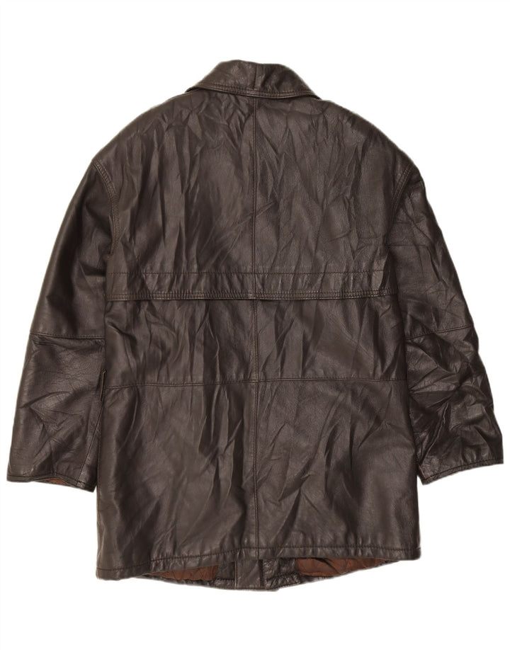 VINTAGE Mens Leather Jacket IT 52 XL Black Leather