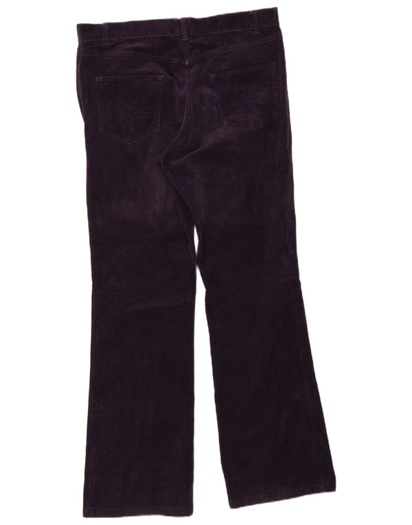 Marks & Spencer Womens High Waist Corduroy Trousers UK 14 Large W34 L29 Pur