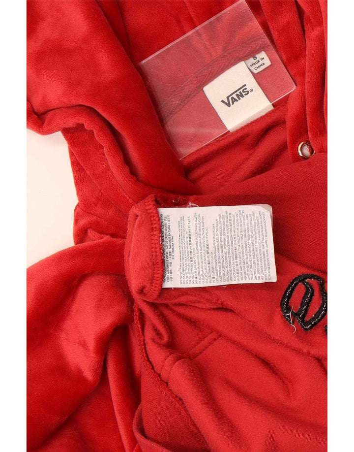 Vans Womens Velour Oversized Hoodie Jumper UK 10 Small Red Polyester