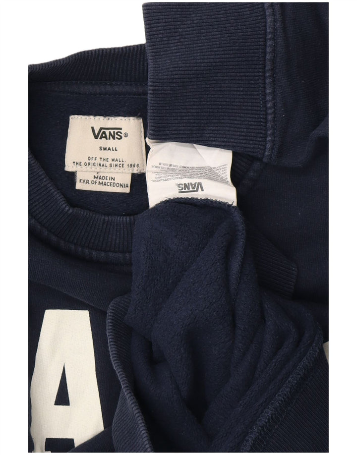 VANS Mens Graphic Sweatshirt Jumper Small Navy Blue Cotton