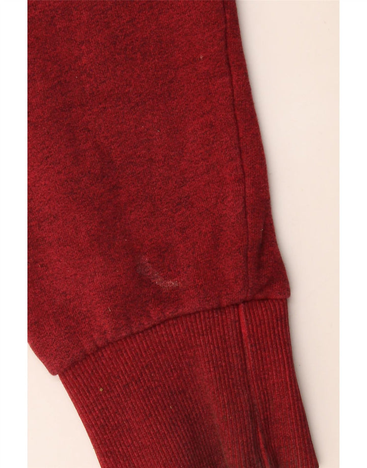 SUPERDRY Mens Hoodie Jumper XL Burgundy Flecked Cotton