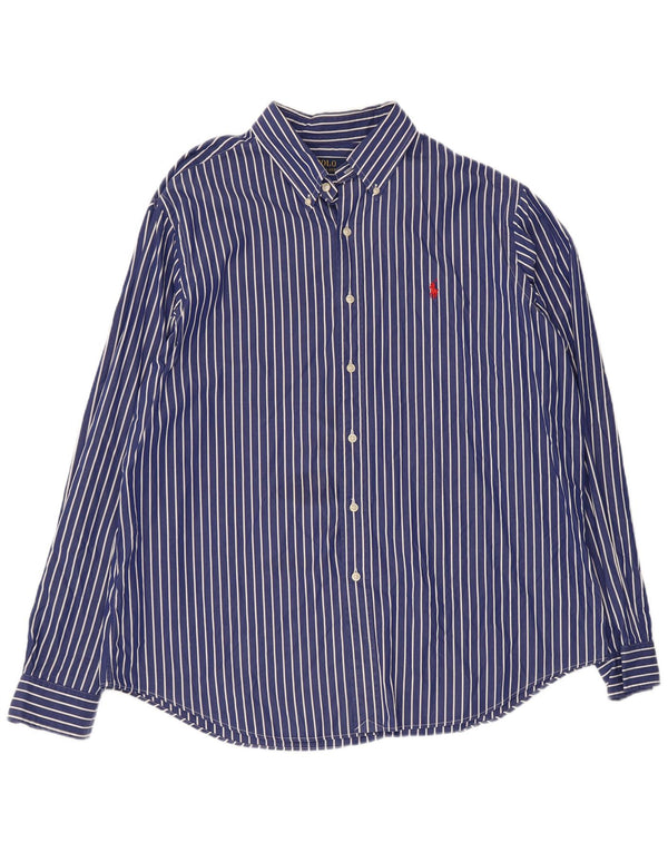 Polo Ralph Lauren Mens Shirt XL Blue Pinstripe Cotton