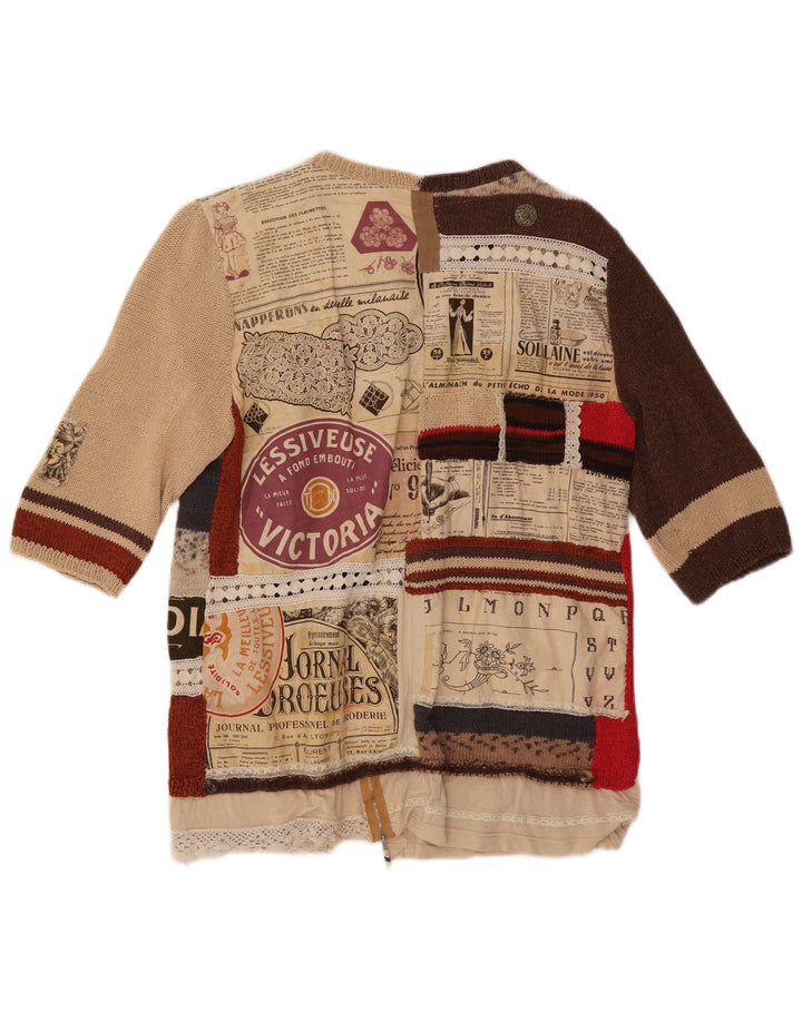 Vintage Womens Graphic Cardigan Sweater UK 12 Medium Multicoloured