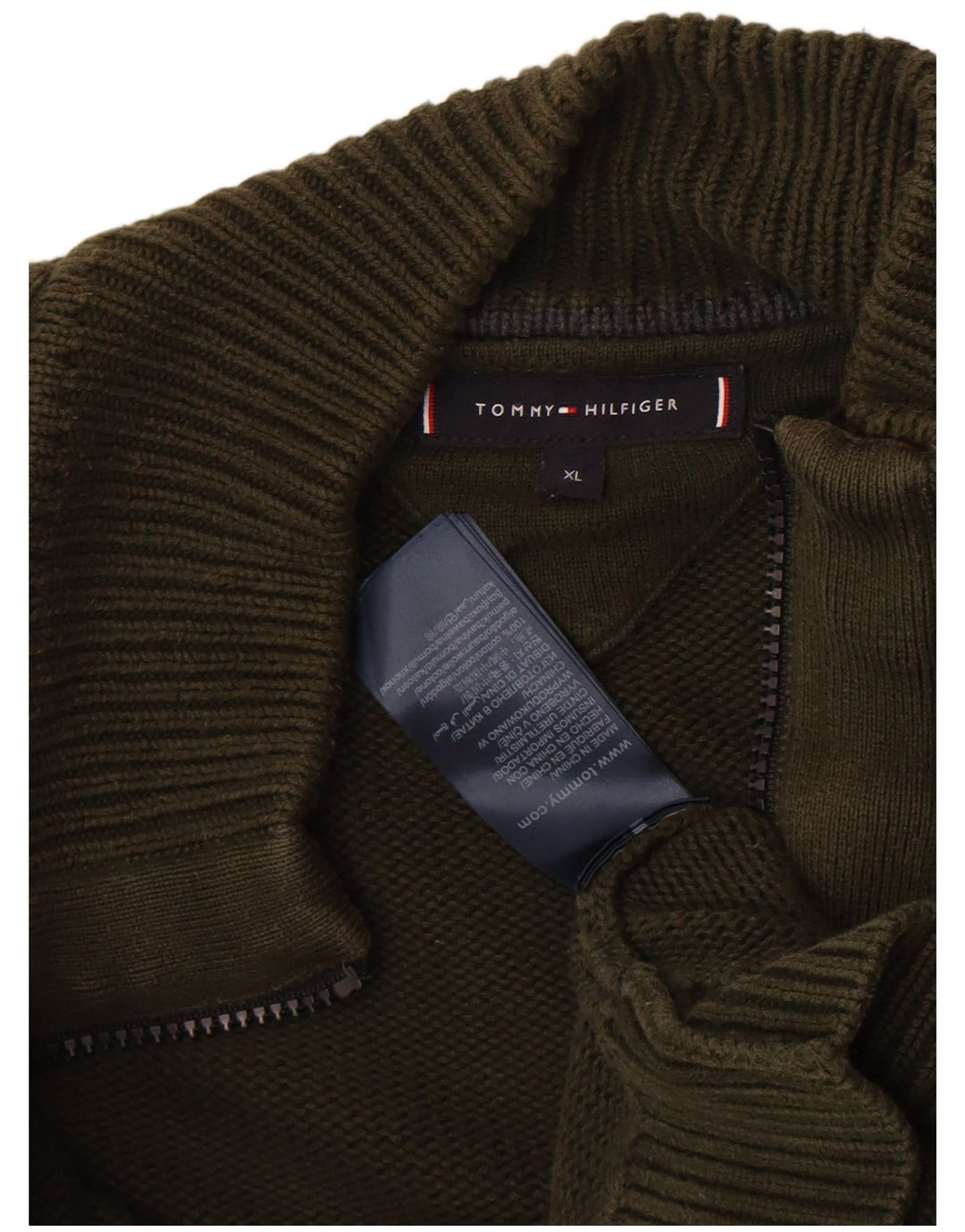 Tommy Hilfiger Mens Cardigan Sweater XL Green Cotton