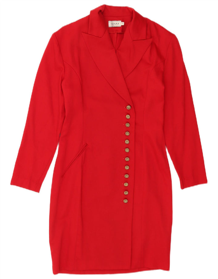 Tenax Womens Long Sleeve Sheath Dress UK 10 Small Red Wool