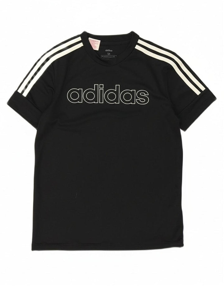 ADIDAS Boys Climalite Graphic T-Shirt Top 11-12 Years Medium  Black