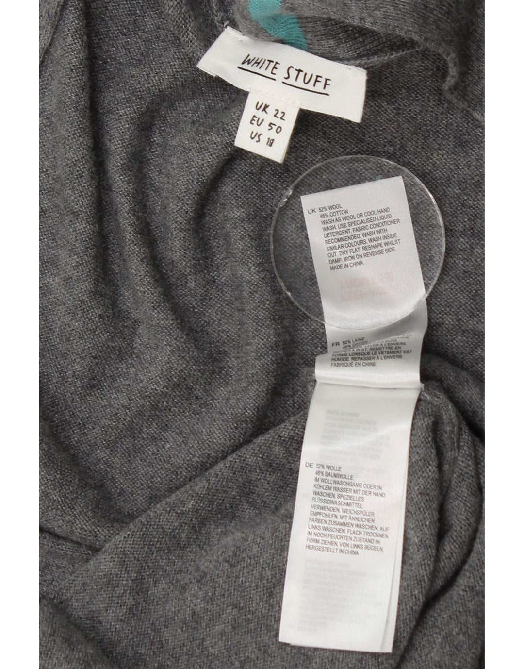 White Stuff Womens Oversized Longline Cardigan Sweater UK 22 2XL Grey Wool
