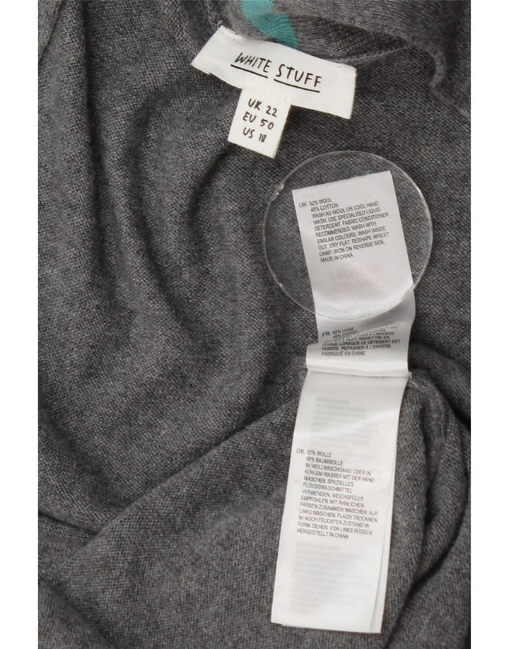 White Stuff Womens Oversized Longline Cardigan Sweater UK 22 2XL Grey Wool