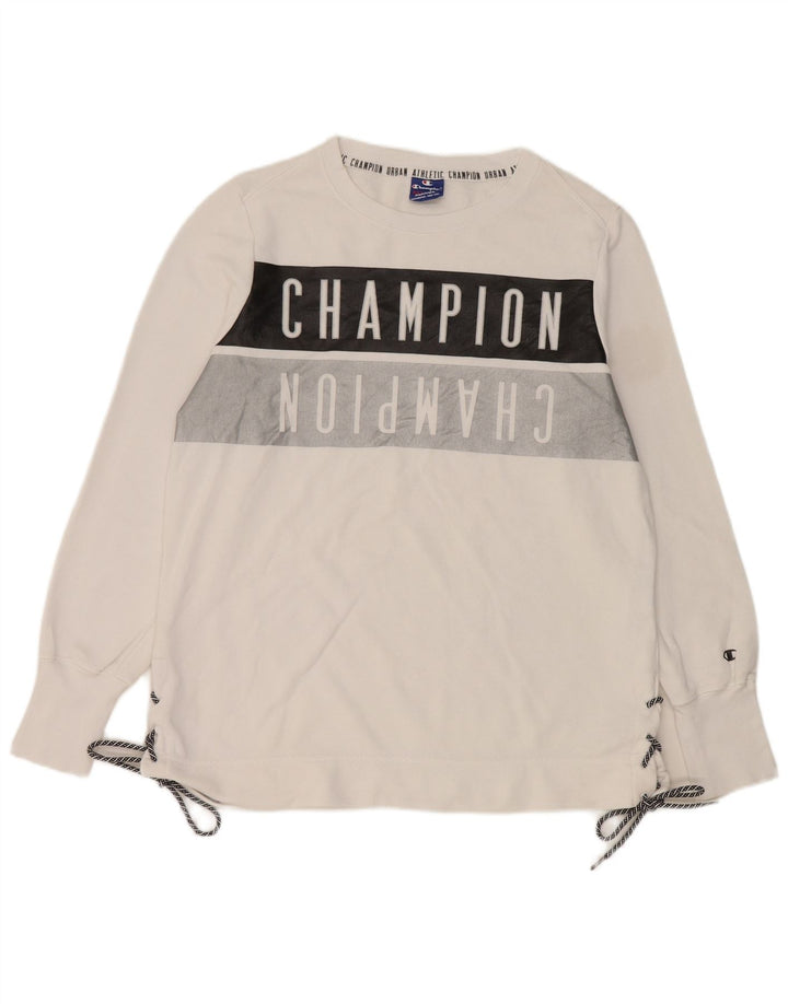 Champion Mens Graphic Sweatshirt Jumper XL White Cotton