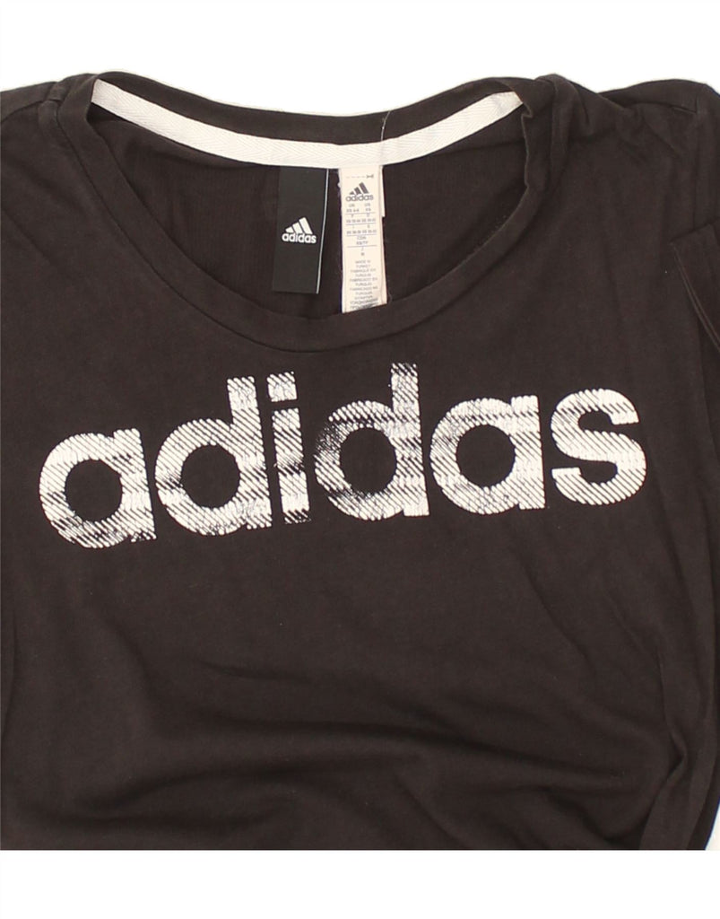 ADIDAS Womens Graphic T-Shirt Top UK 4-6 XS Black Cotton | Vintage Adidas | Thrift | Second-Hand Adidas | Used Clothing | Messina Hembry 