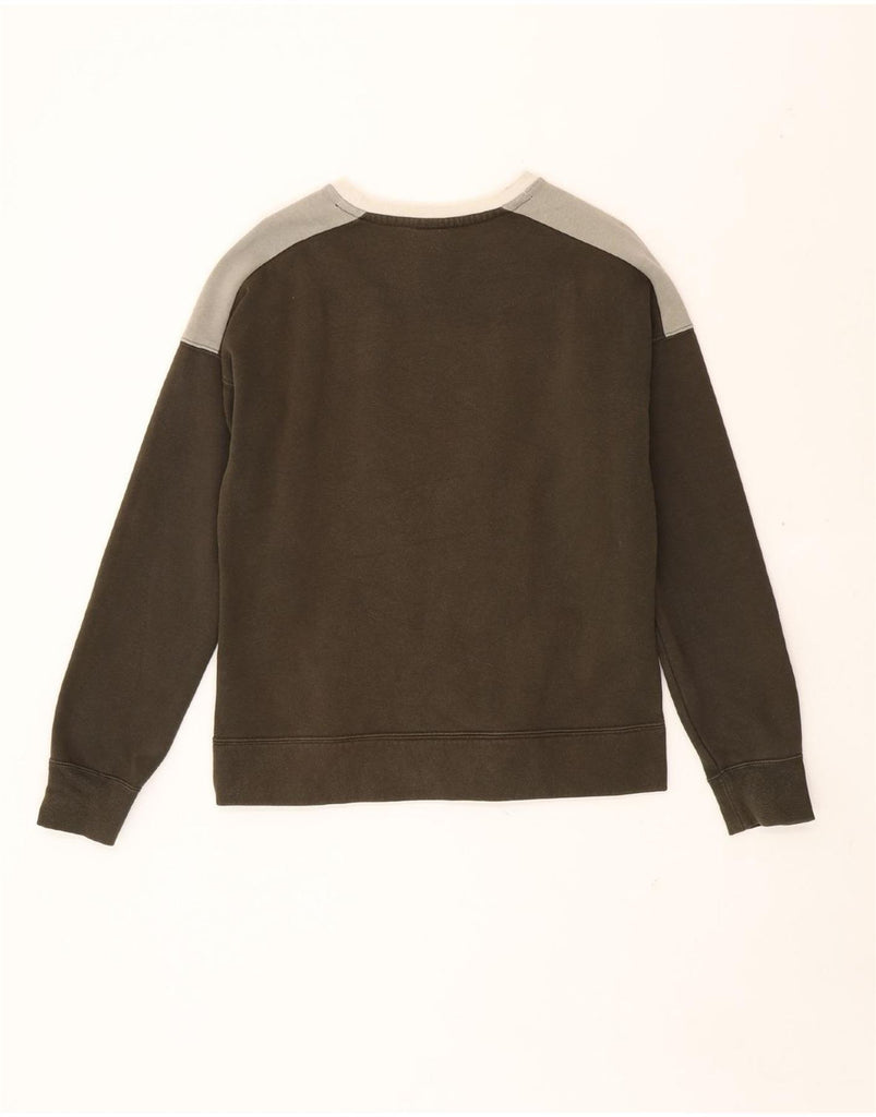 NIKE Boys Graphic Sweatshirt Jumper 13-14 Years XL Khaki Colourblock Vintage Nike and Second-Hand Nike from Messina Hembry 