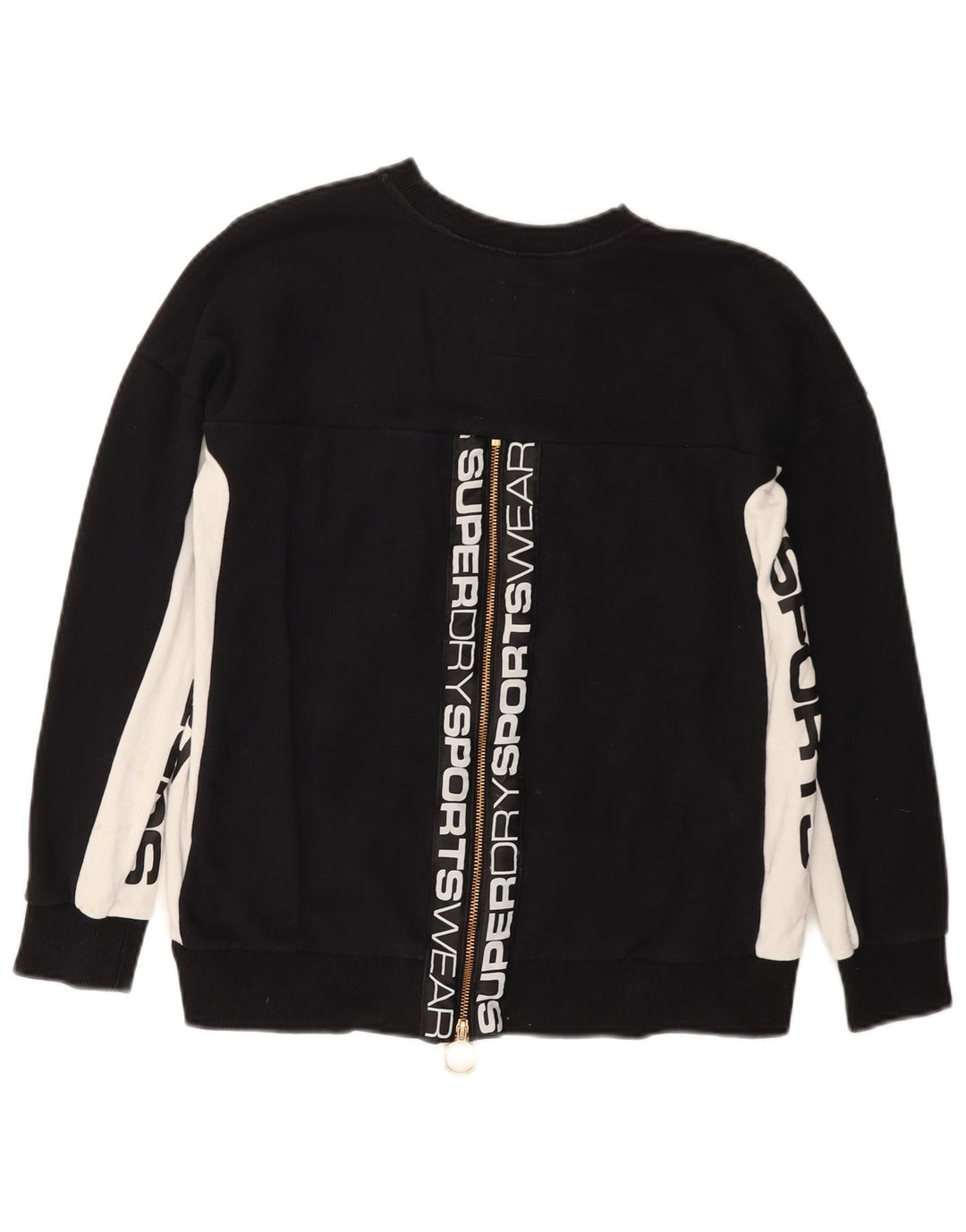 Superdry Womens Graphic Sweatshirt Jumper UK 10 Small Black Colourblock