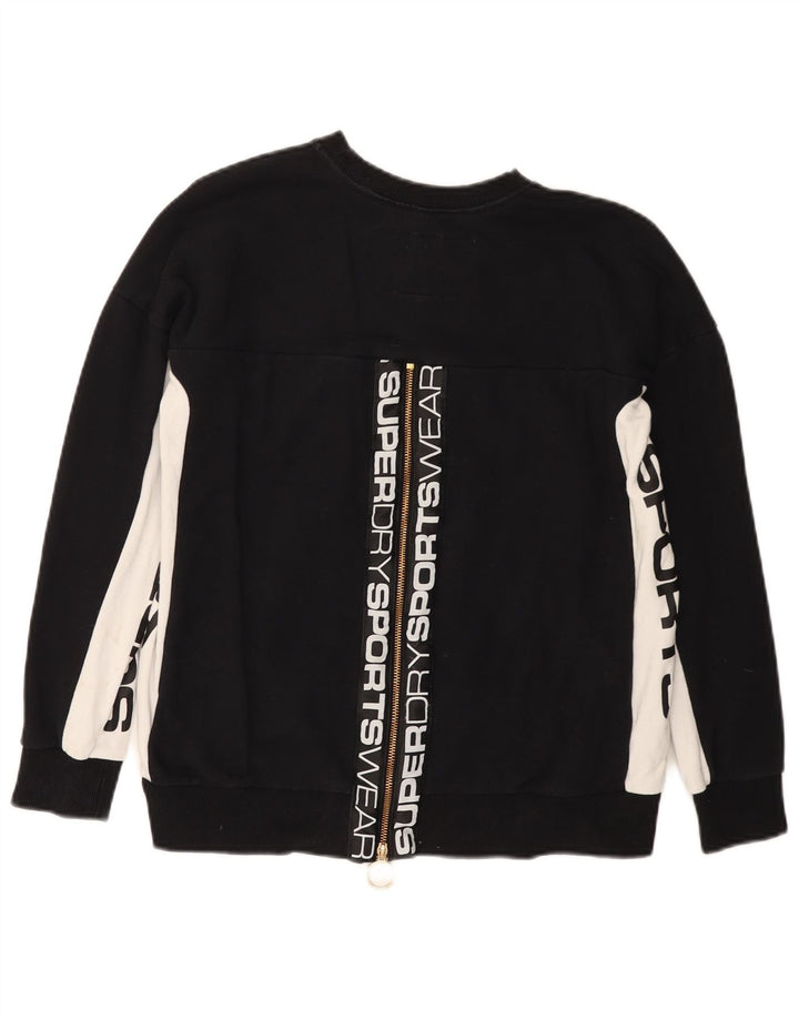 Superdry Womens Graphic Sweatshirt Jumper UK 10 Small Black Colourblock