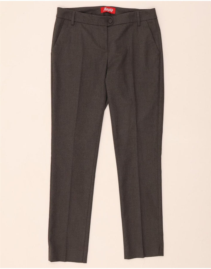 PLAYLIFE Womens Slim Suit Trousers IT 42 Medium W30 L29 Grey Polyester