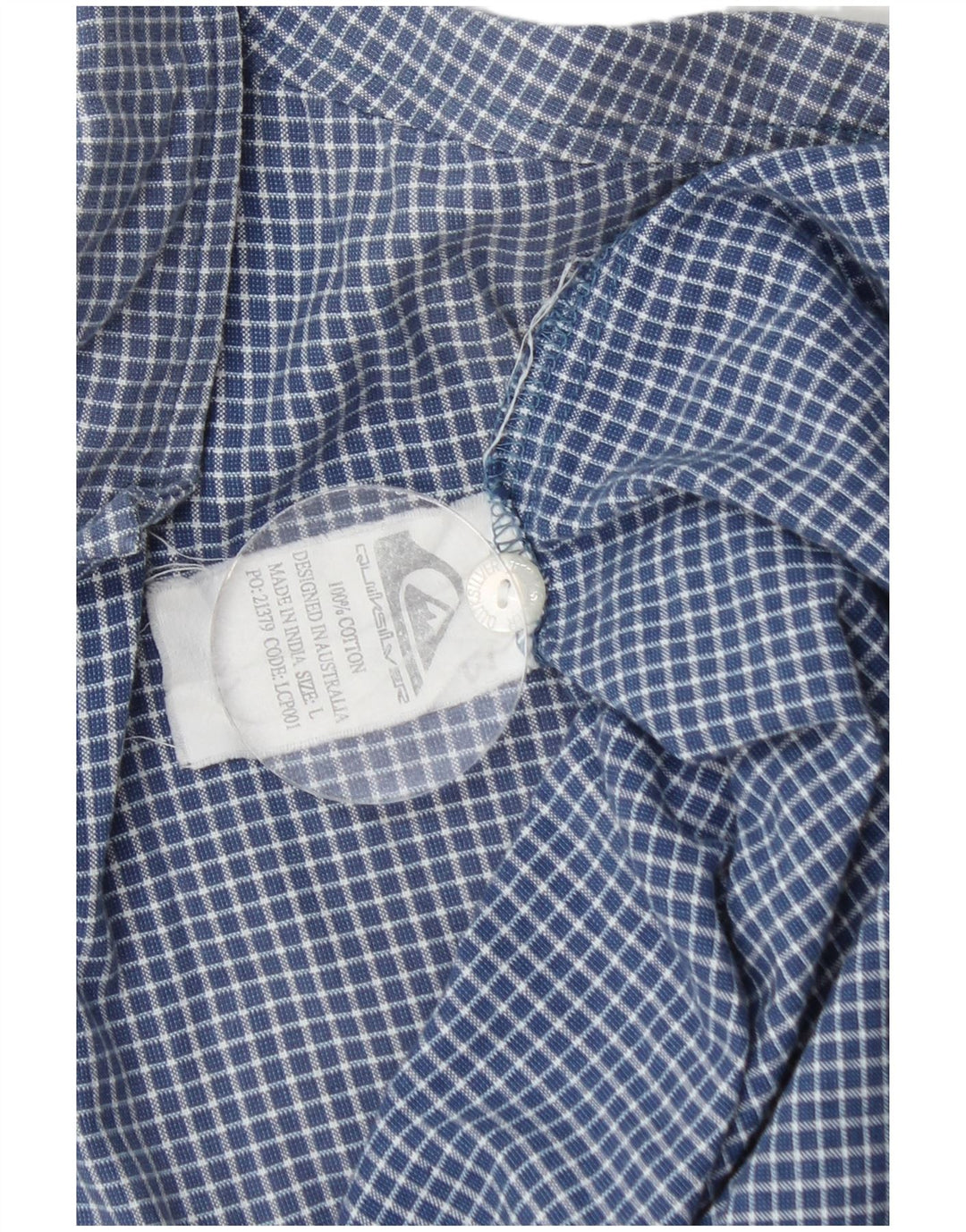 Quiksilver Mens Short Sleeve Shirt Large Blue Check Cotton