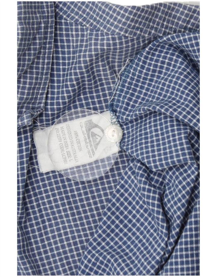 Quiksilver Mens Short Sleeve Shirt Large Blue Check Cotton