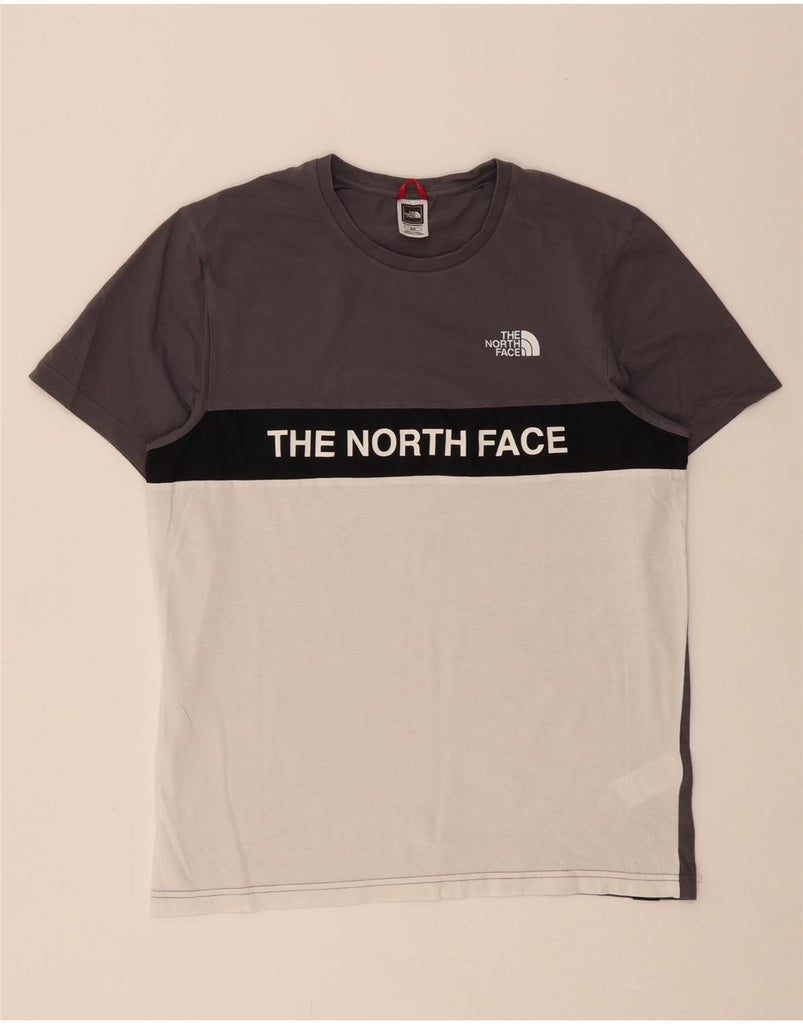 THE NORTH FACE Mens Graphic T-Shirt Top Medium Grey Colourblock Cotton Vintage The North Face and Second-Hand The North Face from Messina Hembry 