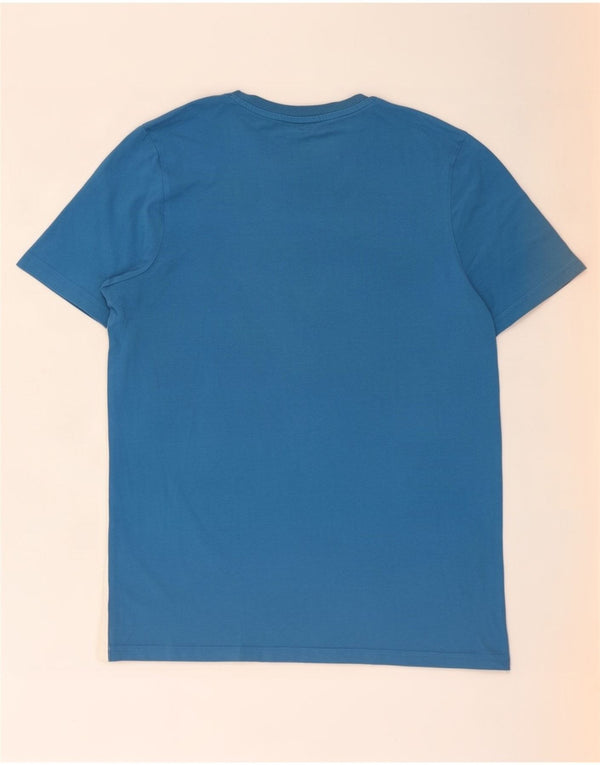 Jack & Jones Mens Graphic T-Shirt Top Medium Blue Colourblock Cotton