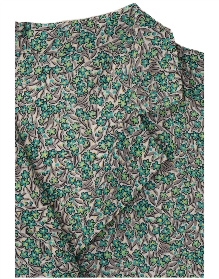 VINTAGE Womens Shirt UK 16 Large Green Floral