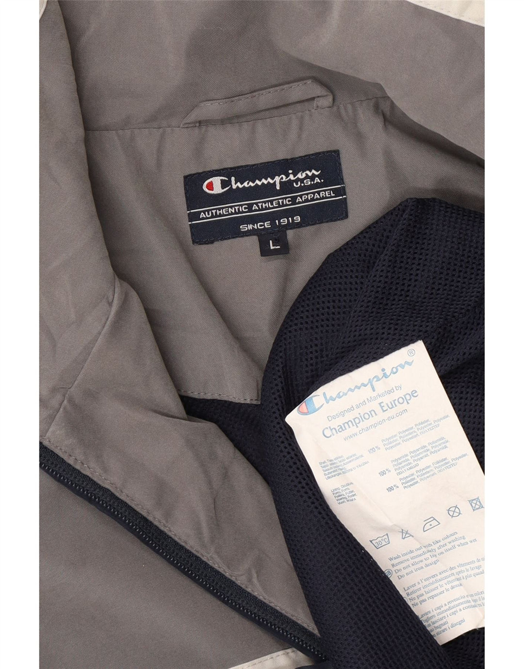 Champion Mens Tracksuit Top Jacket Large Navy Blue Colourblock Polyester