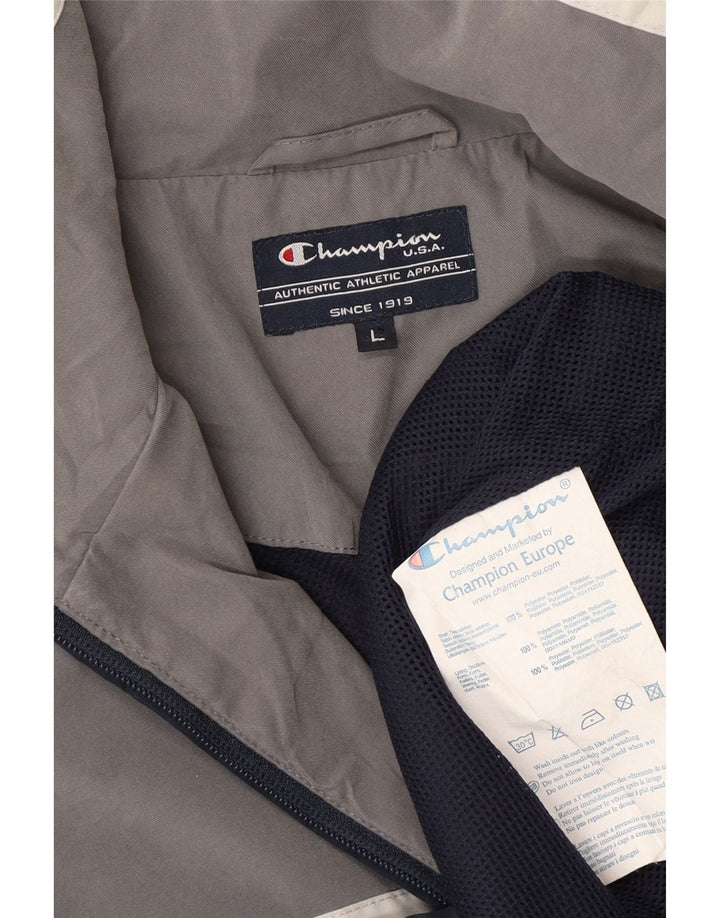 Champion Mens Tracksuit Top Jacket Large Navy Blue Colourblock Polyester