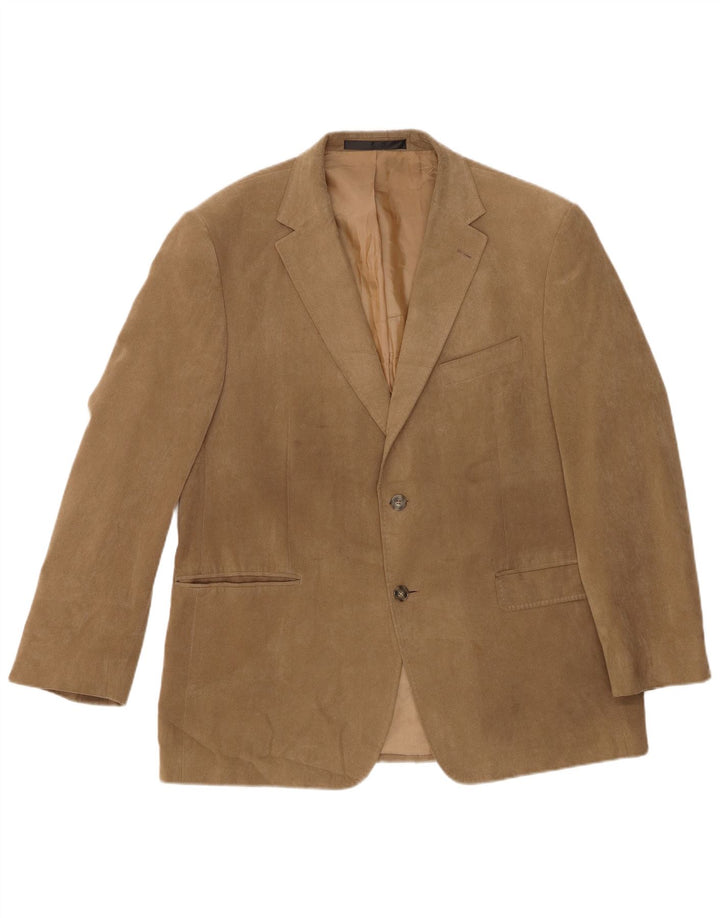 Marks & Spencer Mens 2 Button Blazer Jacket UK 42 Large Beige Polyester