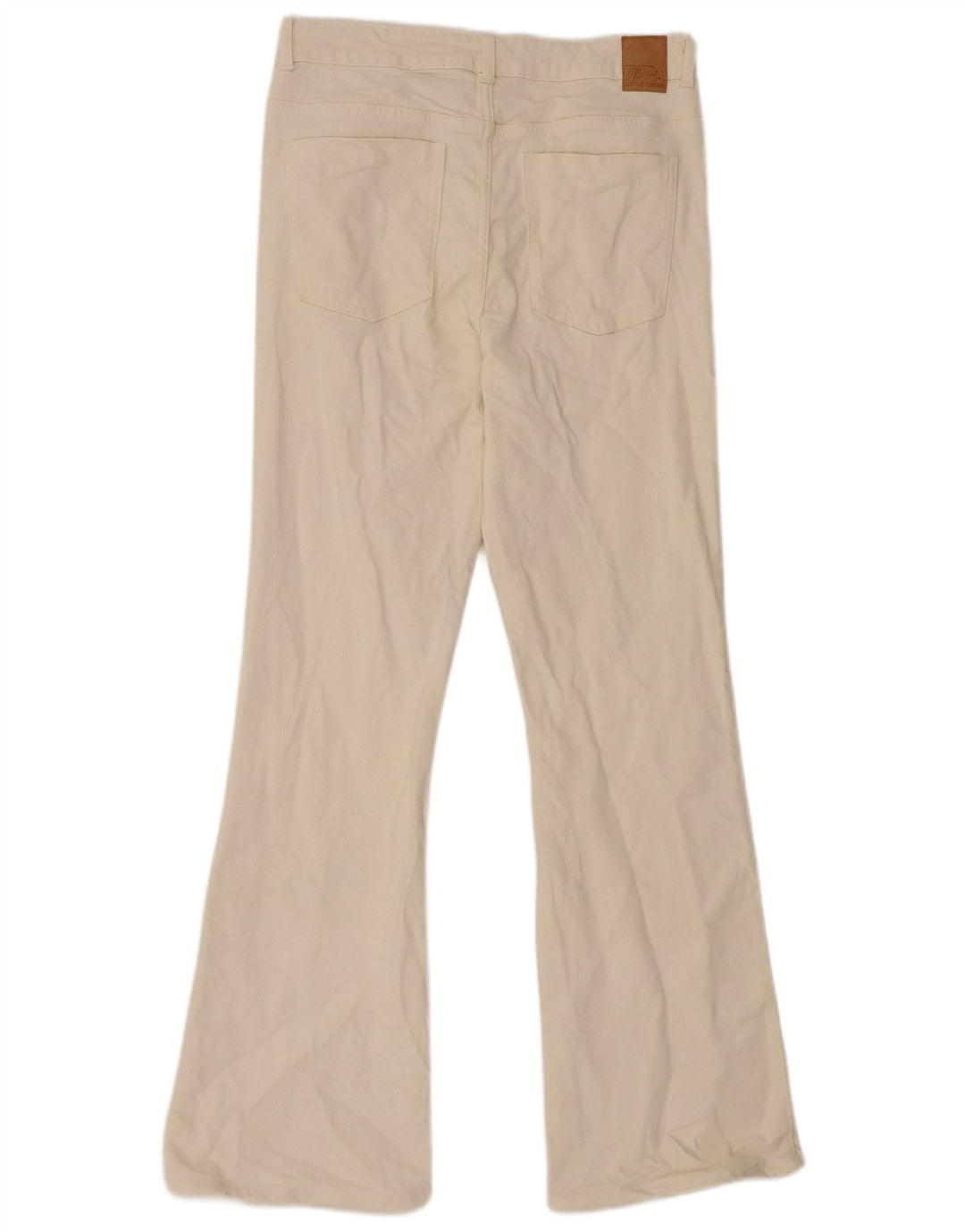Zara Womens Flared Jeans EU 42 Large W32 L31 Beige Cotton