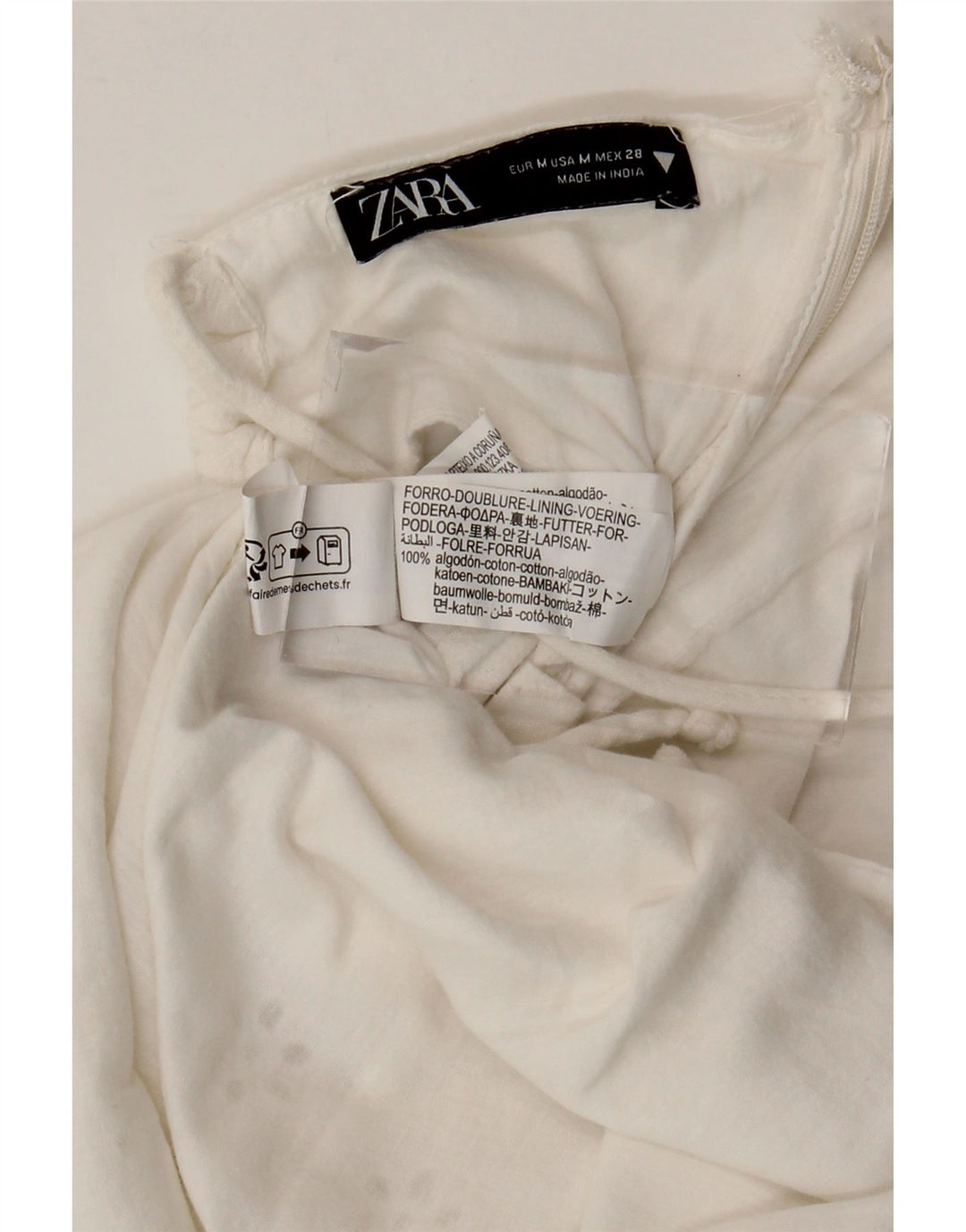 ZARA Womens Sundress UK 12 Medium White Floral Cotton