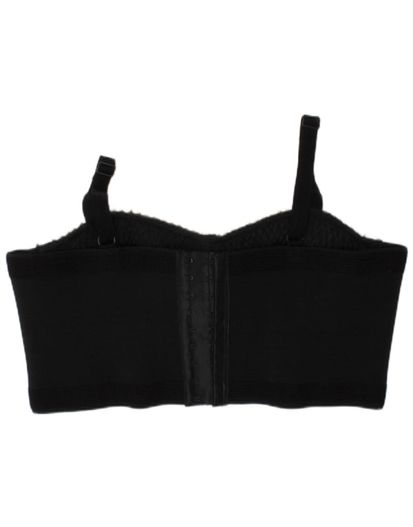 Vintage Womens Sequin Crop Corset Top Medium Black Viscose