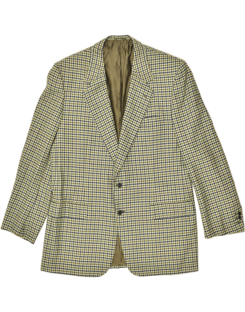 VINTAGE Mens 2 Button Blazer Jacket UK 44 2XL Green Houndstooth Wool | Vintage Vintage | Thrift | Second-Hand Vintage | Used Clothing | Messina Hembry 