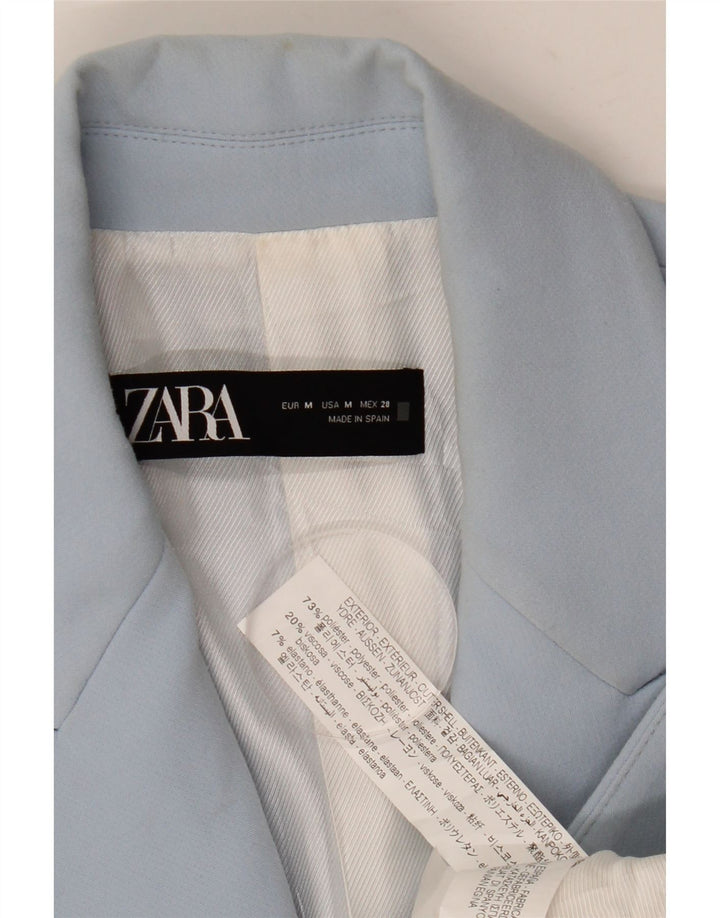 Zara Womens 3 Button Blazer Jacket UK 12 Medium Blue Polyester