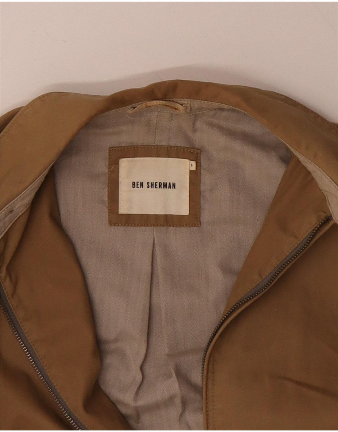 BEN SHERMAN Mens Bomber Jacket UK 36 Small Beige Cotton