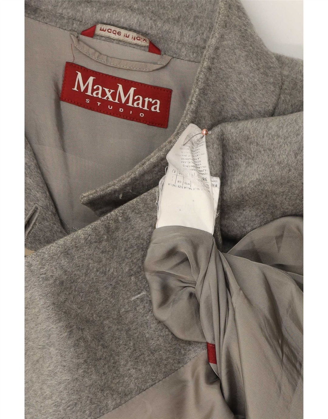Max Mara Womens Overcoat UK 10 Small Grey Wool