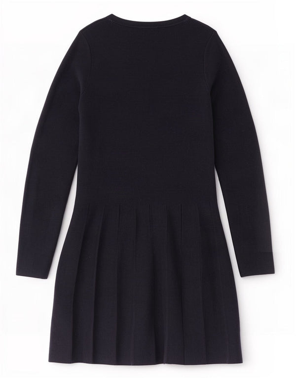 Massimo Dutti Girls Long Sleeve Jumper Dress 11-12 Years Navy Blue Cotton
