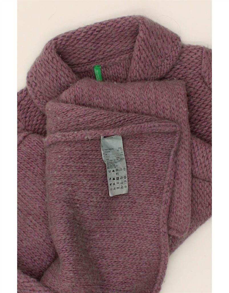 BENETTON Girls Knit Overcoat 11-12 Years 2XL  Purple Acrylic Vintage Benetton and Second-Hand Benetton from Messina Hembry 