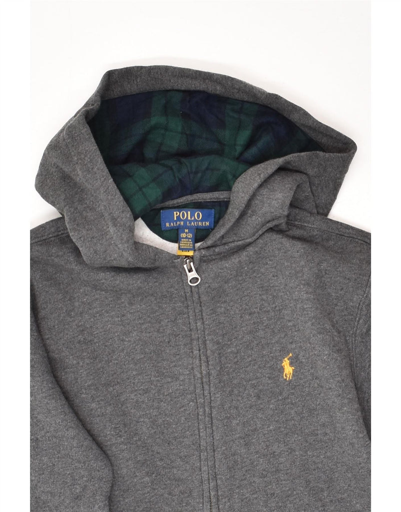 POLO RALPH LAUREN Boys Zip Hoodie Sweater 10-11 Years Medium Grey Cotton | Vintage Polo Ralph Lauren | Thrift | Second-Hand Polo Ralph Lauren | Used Clothing | Messina Hembry 