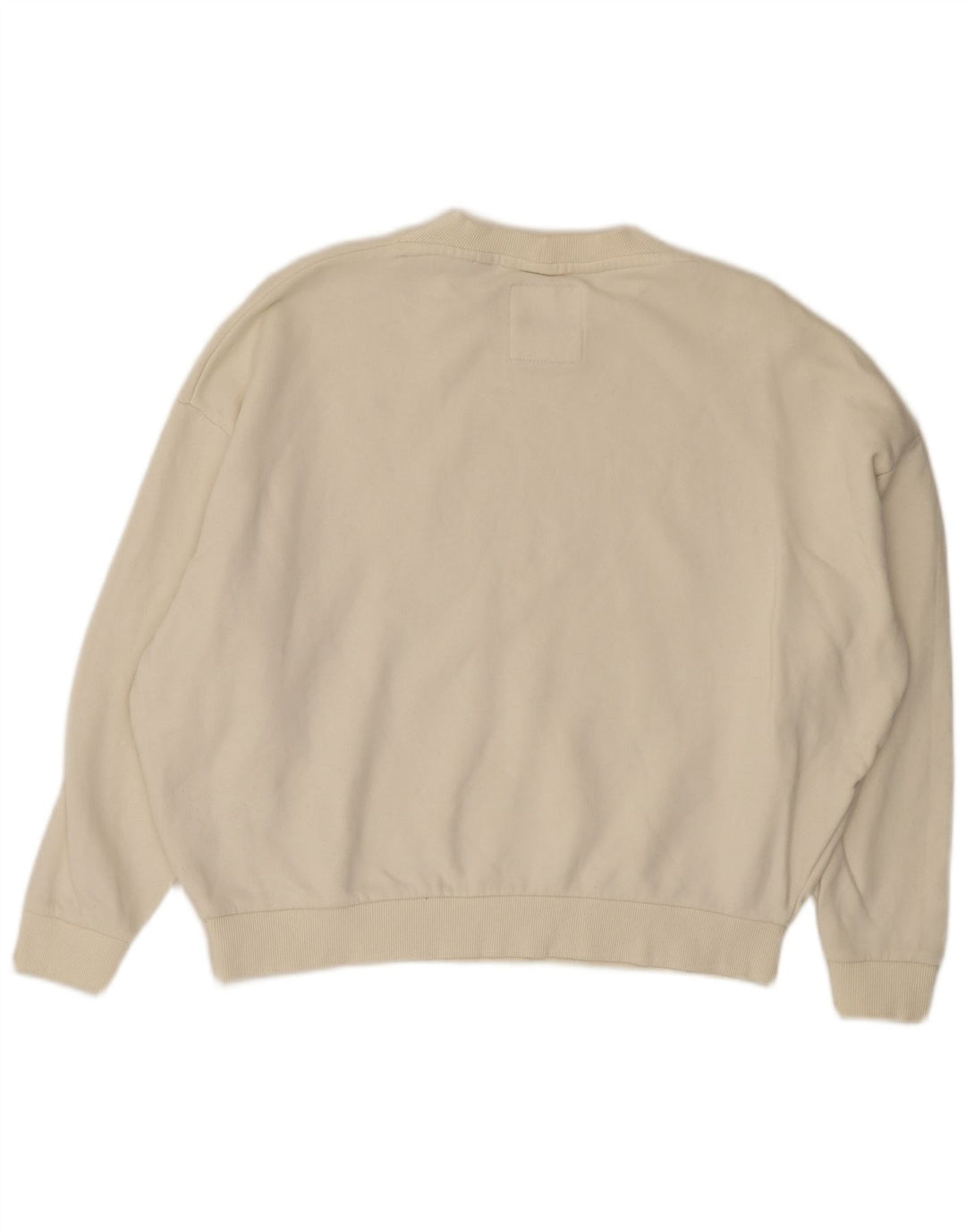 Superdry Womens Oversized Crop Sweatshirt Jumper UK 8 Small Off White