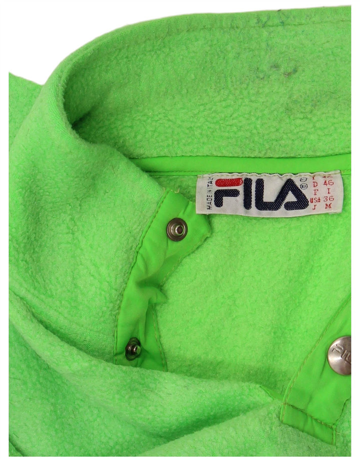 FILA Mens Loose Fit Graphic Button Neck Fleece Jumper IT 46 Small Green